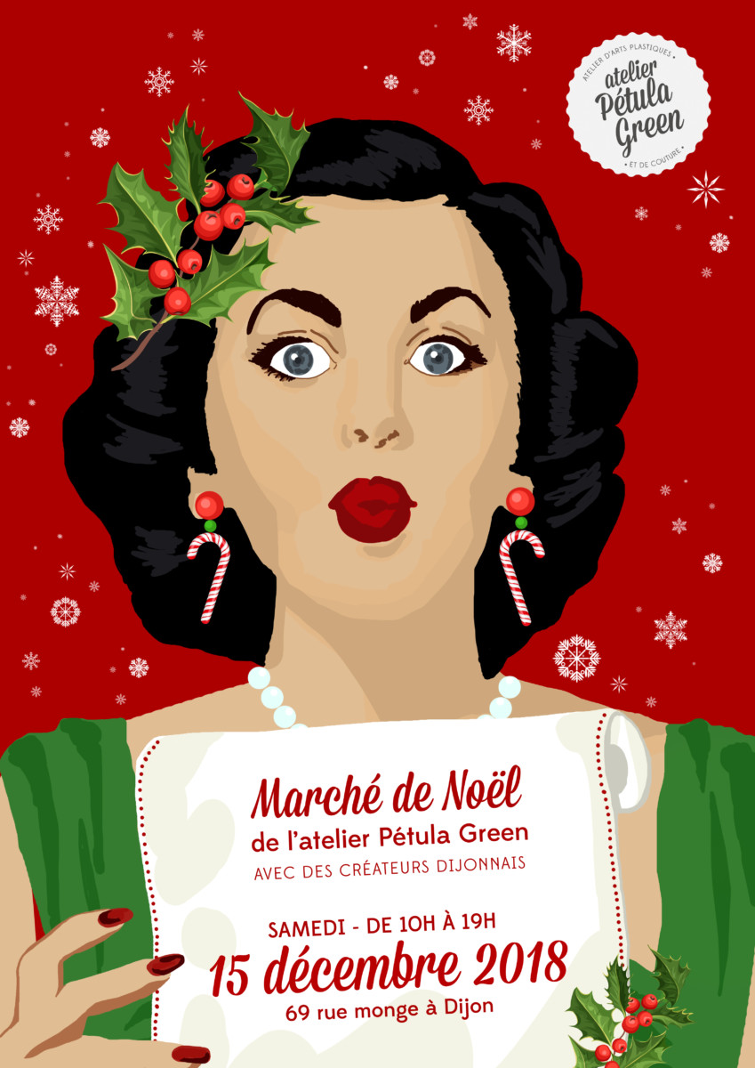 AFFICHE MARCHE DE NOEL 2018 ATELIER PETULA GREEN